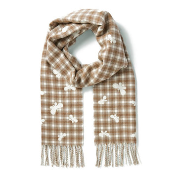 MAXMARA バタフライチェックマフラー ベージュホワイト 2355460534 003 60317232 [P]