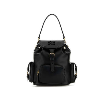 MIU MIU 26SS Signature Logo Multi-Pocket Rucksack Schwarz 5BZ043 2CRW F0002 150594668 [P]