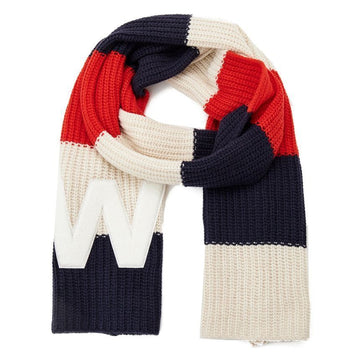 MaxMara 23FW BARDIES Shearling Logo Patch Stripe Muffler 2357460434 015 60317231 [P]
