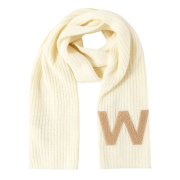 MaxMara BARDIES Shearling Logo Patch Scarf Ivory 2357460434 001 60317230 [P]