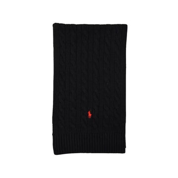 POLO RALPH LAUREN ポニー刺繍クラシックケーブルマフラー ブラック 449959345 001 150391978 [P]