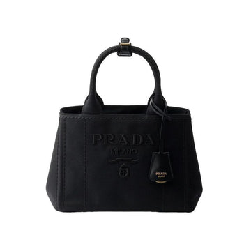 PRADA 26SS Logo Stickerei Canvas Tote Shoulder Bag Schwarz 1BG464 2CYA F0002 153588275 [P]
