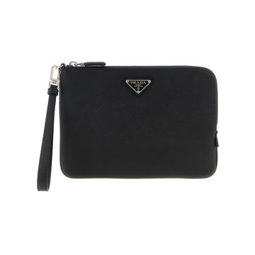 Prada Saffiano Clutch Bag with Triangle Logo Black 2NH024 PN9 F0002 150342056 [P]
