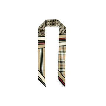 Burberry Triple Check Silk Skinny Scarf Archive Beige 8037017 150263252 [P]