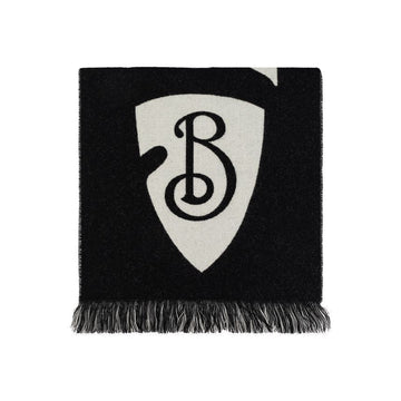 Burberry Text Logo Wool Scarf Black 8109563 150263246 [P]