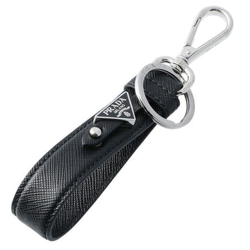 PRADA Saffiano Dreiecks-Metall-Logo Schlüsselanhänger Schwarz 2PP68T 053 F0002 150062684 [P]