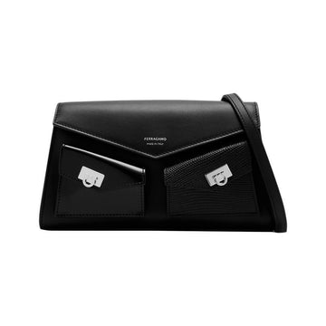Salvatore Ferragamo Multi-Pocket Hug Mini Shoulder Bag Black 22-0916 0785902 150068025 [P]