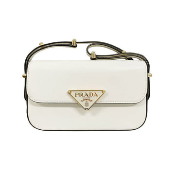 PRADA PATTINA Dreieck-Logo Crossbody Bag Weiß 1BD339 F0PG7 150062665 [P]