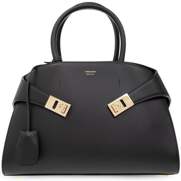 Salvatore Ferragamo Hug Medium Top Handle Tote Shoulder Bag Black 21-5608 0766758 150068018 [P]