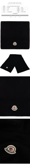 Moncler Logo Patch Wool Scarf Black 3C000 18 A9342 999 150067851 [P]
