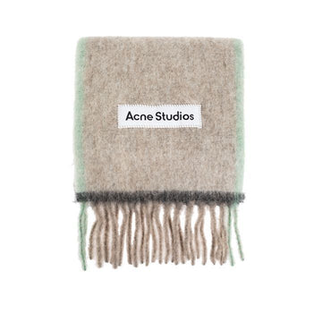 ACNE STUDIOS FN-UX Signature Logo Wollschal Beige Grau CA0290 ALS 149068930 [P]
