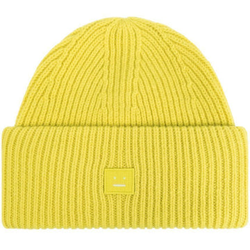 ACNE STUDIOS アクネ 25FW スモールフェイスパッチ ウールビーニー ダスティイエロー C40270 DO1 149068891 [P]