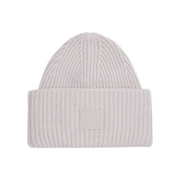 ACNE STUDIOS アクネ 25FW ラージ フェイス パッチ ウール ビーニー ライトグレー stamp: C40424 AAB 149068879 [P]