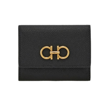 SALVATORE FERRAGAMO Doppelte Gancini Dreifach-Geldbörse Schwarz 22-0862 0779894 151630907 [P]