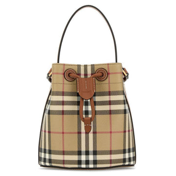 BURBERRY 25FW ヴィンテージチェックミニドローストリングバケットバッグ ブライヤーブラウン 8109794 146284455 [P]