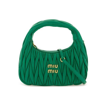MIU MIU Matelassé Tote-Shoulder Bag mit goldenen Logo in Grün 5BC125 N88 F0458 151631108 [P]