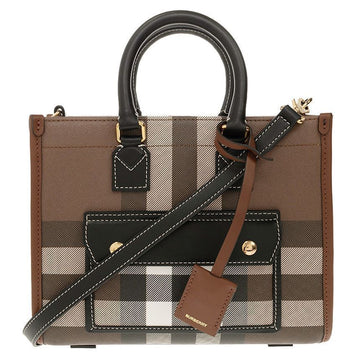 BURBERRY Mini-Check Freya Tote Bag Dunkelbirkenbraun 8069661 146284438 [P]