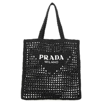 PRADA Crochet Tote Bag mit gesticktem Logo Schwarz 1BG393 2C2T F0002 141065382 [P]