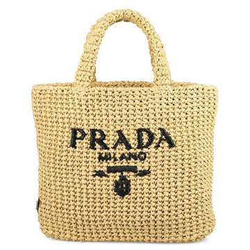 Prada Logo Raffia Tote Bag Natural 1BG422 2C2T F0018 141065377 [P]