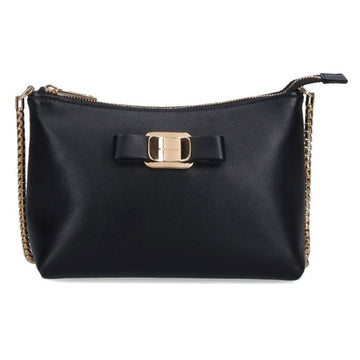 SALVATORE FERRAGAMO Mini-Tasche mit goldfarbenem Bow Chain 25FW Schwarz 22-0819 0780217 141060349 [P]