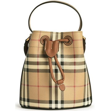 BURBERRY 25SS ヴィンテージチェック ドローストリング ミニ バケツバッグ ブライアーブラウン 8100486 151198537 [P]