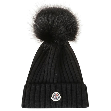 Moncler Logo Patch Pompom Beanie Black 3B000 24 M1131 999 126459600 [P]