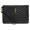 SAINT LAURENT Monaurelle Matelassé Clutch Tasche mit Gold-Logo Schwarz 379039 CWU01 1000 125048267 [P]