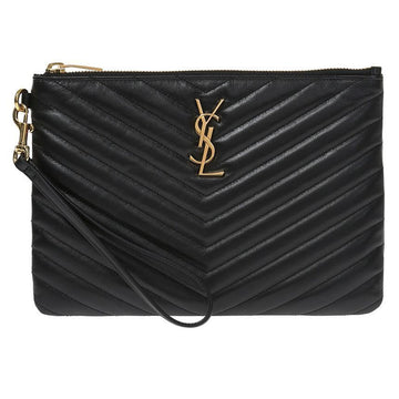 Saint Laurent Matelassé Monogram Clutch Bag with Strap Black 25SS 125048267 [P]