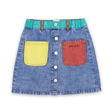 Bobo Choses Kids Color Block Denim Skirt (Multi) B125AC072 133016370 [P]
