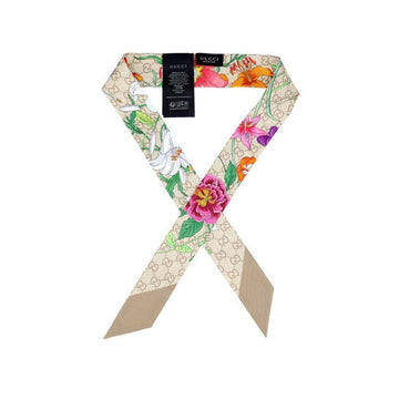 Gucci Flower GG Print Skinny Silk Scarf 157954902 [P]