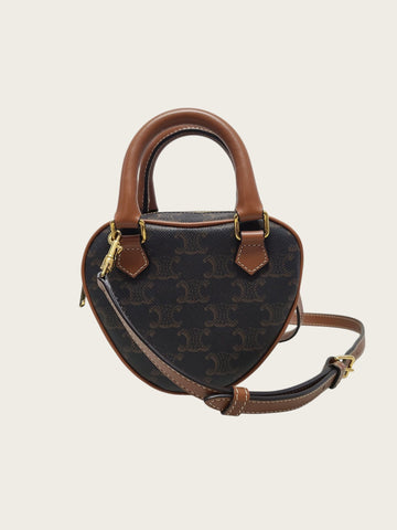 CELINE Trio Canvas Herz Tan Medium Top-Handle Crossbody Tasche 159298417 [P]