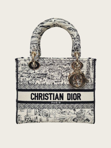 Dior White Black Paris Lady Di Light Bag Medium 159298443 [P]