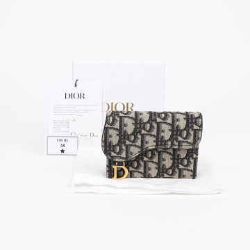Dior Oblique Jacquard Saddle Accordion 5 Pocket Card Wallet Blue 158680463 [P]