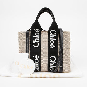 Chloe Woody Small Tote Shoulder Bag Black Blue 158680525 [P]