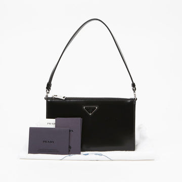 PRADA Dreieckslogo gebürstete Mini-Tasche Schwarz 159023204 [P]