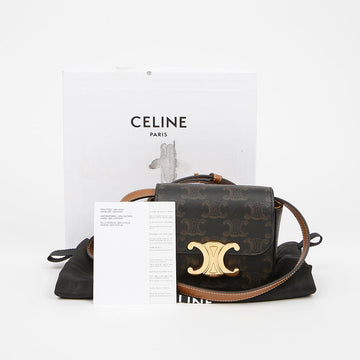 CELINE ウィメンズ トリオペ ミニ クロード キャンバス カーフスキン クロスバッグ 159023379 [P]