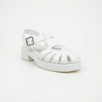 Prada Triangle Logo Buckle White Sandals 158788141 [P]