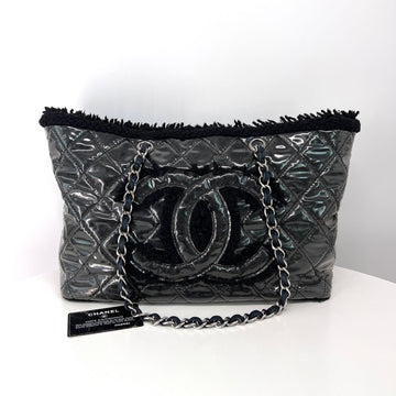 CHANEL PVCチェーンショッパーバッグショルダーバッグブラック 159305442 [P]