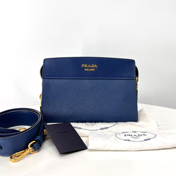 Prada Saffiano City Shoulder Bag Crossbody Navy (1BH043) 159305841 [P]