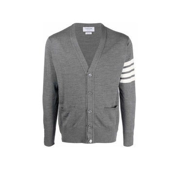Thom Browne Classic Merino Wool Cardigan with Diagonal Stripe Medium Gray MKC002A Y1014 038 150342196 [P]
