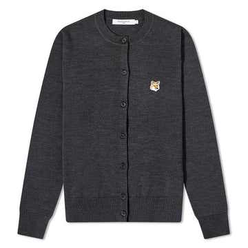 MAISON KITSUNE フォックスヘッドパッチカーディガン チャコールメランジ H190 114555583 [P]