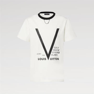 LOUIS VUITTON Signatur Druck T-Shirt 1AKXLA / Damen Rundhals Kurzarmshirt 159307802 [P]