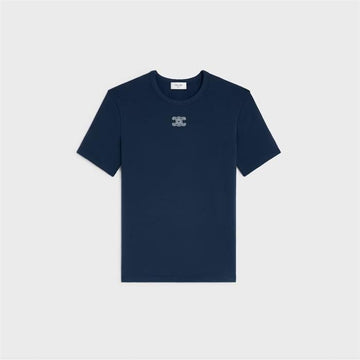 CELINE Ripp Baumwolle Jersey T-Shirt mit Rundhalsausschnitt 159307987 [P]