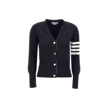 THOM BROWNE 4-Bar Milano Klassische V-Ausschnitt Wolljacke Navy 159308419 [P]