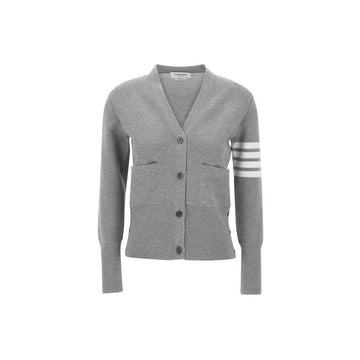 THOM BROWNE ミラノクラシックVネックウールカーディガンライトグレー 159308420 [P]