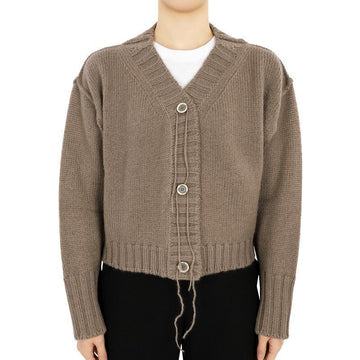 ACNE STUDIOS V-Ausschnitt Wolle Cropped Cardigan (Mood Brown) A60511 DLD 71813471 [P]