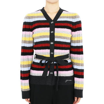 GANNI Damen Logo Wollmix Gürtel Cardigan (Multicolor) K2325 999 114719612 [P]