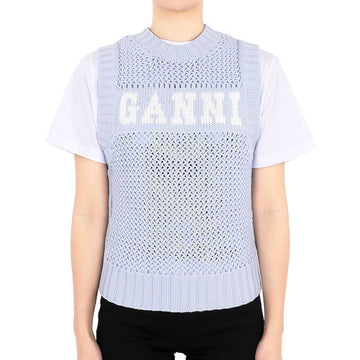 GANNI Logo Rope Strickweste (Sky) K2100 033 73306871 [P]