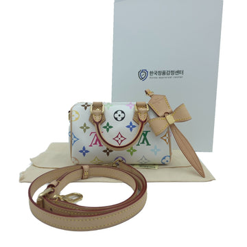 Louis Vuitton Nano Speedy Takashi Murakami Multicolor White Tote Bag Crossbody Mini Bag M13391 159344600 [P]