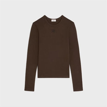 CELINE Ripp-T-Shirt aus Baumwolljersey mit rundem Ausschnitt 159348200 [P]